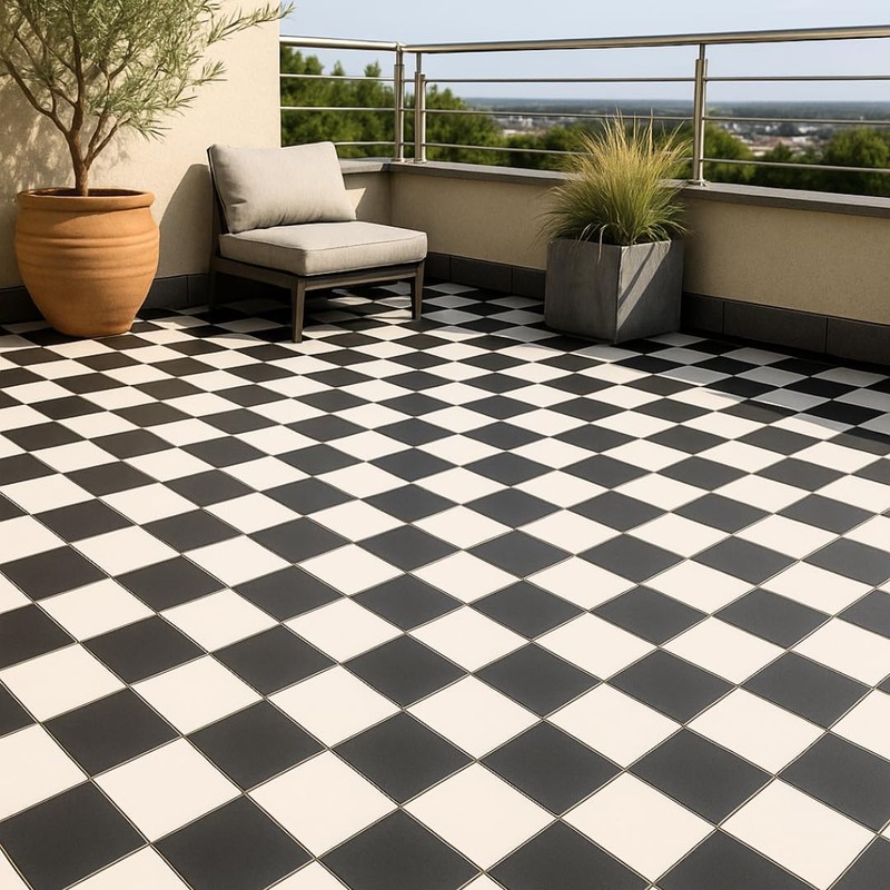 Tenedos HTC332 Matte Black and White Porcelain Tile – 8x8