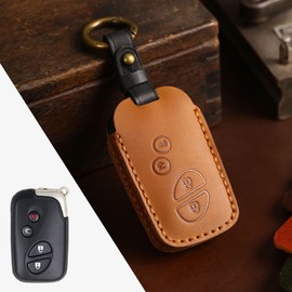 Hontumax Premium Leather 4-Button Key Fob Cover Case for Lexus ES350 GS300 GS350 GS450h GS460 IS250 IS350 LS460 LS600h GS450 ISC GX460 GX470 LX570 RX350 RX450 (Brown)