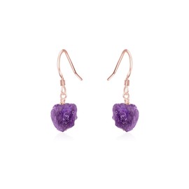 Amethyst Raw Nugget Earrings in 14k Rose Gold Fill
