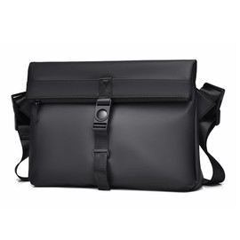 iCozzier Men's Shoulder Bag Messenger Bag Nylon Waterproof Lightweight Casual Black Crossbody Bag for Work Travel Outdoor