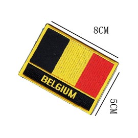 Belgium Flag Embroidered Patches Tactical Morale Applique Fastener Hook & Loop Emblem Patch 2 Pieces (Belgium)