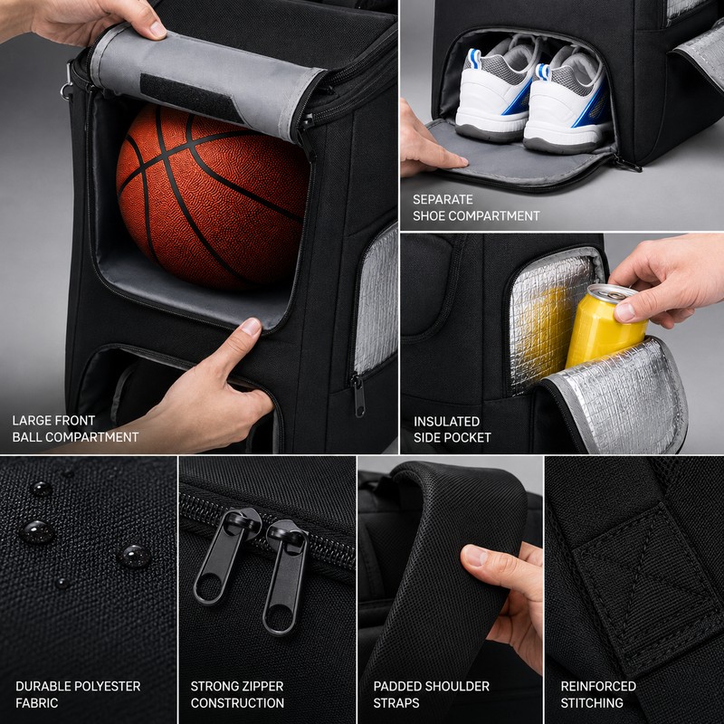 45L Basketball Backpack for Sports – Large Gear Bag with