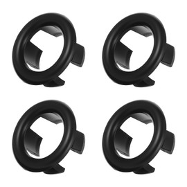 4 Pack Black Bathroom Basin Sink Round Hole Trim Overflow Cover Rings Hole Insert in Cap Hollow Ring Triangle for Holes Diameter Replacement Ceramic Pots for Sink,Bathroom,Kitchen (Black)