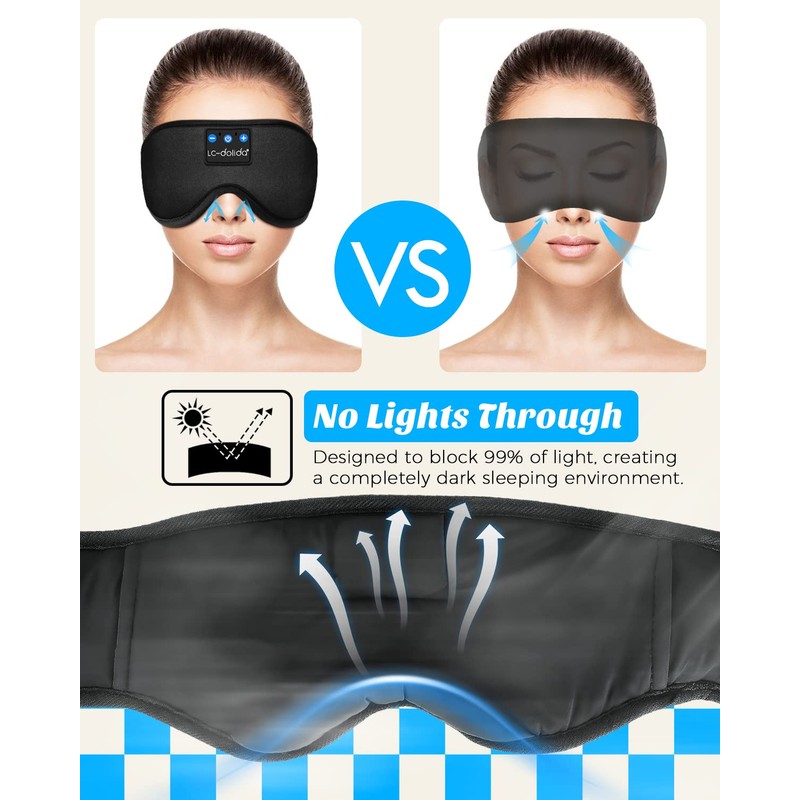 Sleep Mask with Bluetooth Earphones, Sleep Headphones Bluetooth Blackout Wireless