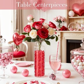 DomeStar Red Fake Ice Rocks, 150PCS Acrylic Gems Crystals Plastic Diamonds Centerpiece for Vase Fillers Wedding Party Table Scatter Valentine s Day Decorations