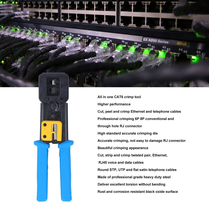 RJ45 Crimp Tool Kit Pass Thru CAT6 CAT5E Crimping Tools