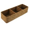 ABOOFAN Natural Seagrass Basket 3 Compartment Storage Box Elegant Desktop