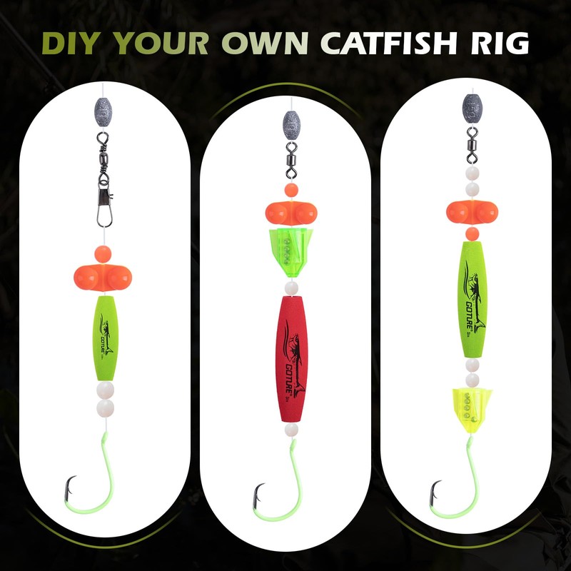 Goture Catfish Rig Making Kit,274pcs Catfishing Tackle with Luminous Fishing