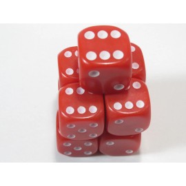Dice & Games, LTD NEW Dice Set of 8 D6 -14 mm +  1 D6 16mm Opaque Red - 9 Dice in total.