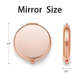 QUSTGO Compact Mirror, Pocket Travel Makeup Mirror for Purse, Metal Round Shell, 2-Sided 1X/2X Magnifying, Portable, Folding, Handheld, Rose Gold, 12 Pack