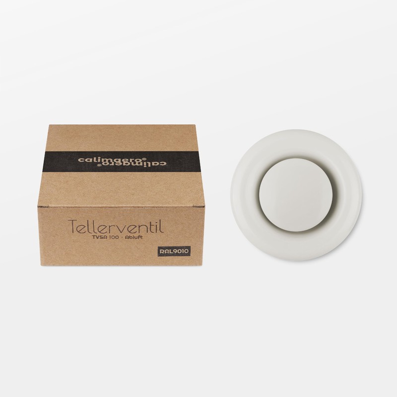 calimaero® TVSA Round Ceiling Vent Cover 100mm, Adjustable Air Valve