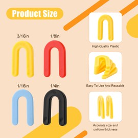 AIEX 200pcs Plastic Shims, Horseshoe Shim Spacers U Shims Spacers Plastic Shims for Leveling Black 1/4", Yellow 3/16", Red 1/8", Blue 1/16"