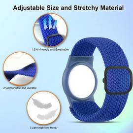 Yizhet Bracelet Compatible with Airtag, Adjustable Size for 14.9-23.9cm, Soft Nylon Wristband for Adults, Kids, Toddlers, Elderly (Blue)