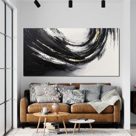 Canvas Wall Art Decor Wall Art Pictures for Living Room Abstract Art Work Black and Gold Wall Art Decor Modern Black and White Abstract Wall Art Prints For Bedroom Office Kitchen Wall Decor 20" x 40"