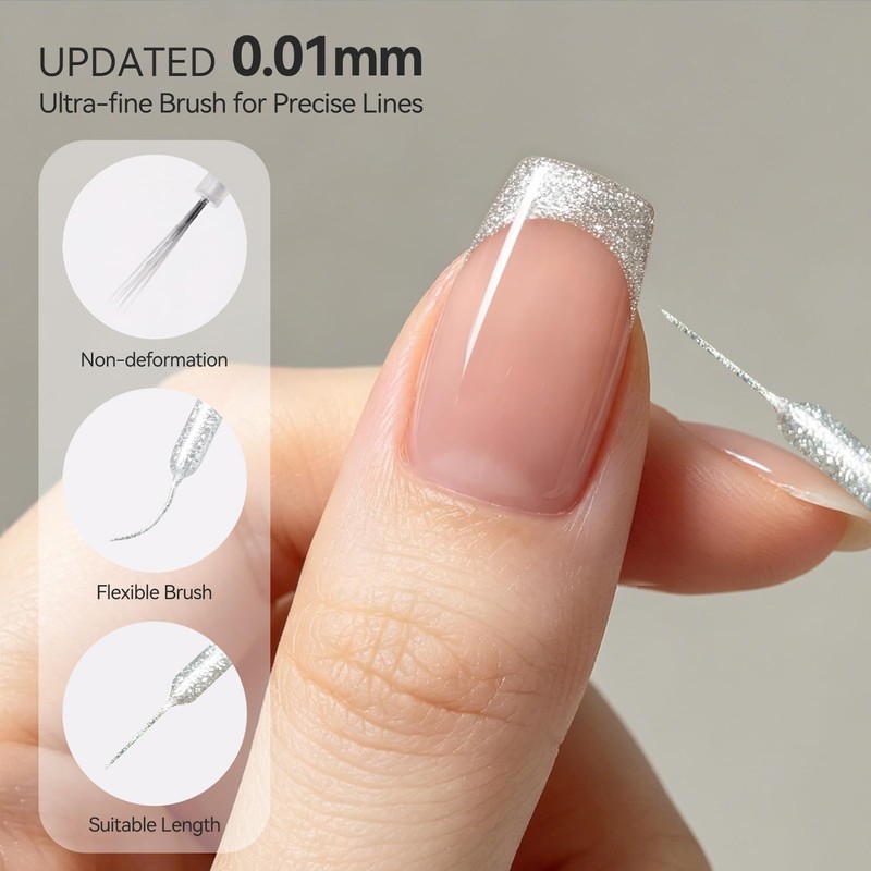 Platinum Silver Swirl Gel Nail Polish Art Liner 15ml