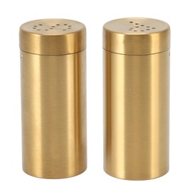 Tyenaza Tarros Dorados de Acero Inoxidable, Juego de 2 Tarros de Acero Inoxidable para Salero y Pimienta, Dispensador de Especias y Condimentos, para Sal, Pimienta, Azúcar y Pimentón(39 x 88 mm)