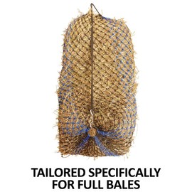 Schneiders Super Duty 1.5" Slow Feed Full Bale Hay Net for Horses | Durable Woven Polyester | Slow Feed 1.5" Holes for Healthy Eating | Prevents Hay Waste | Secure Drawstring Top | Color Black/Blue