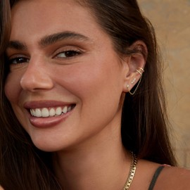 MILACOLATO 14K Gold Plated Earrings for Women 925 Sterling Silver Hypoallergenic Earrings Set for Multiple Piercing Cartilage Dainty Small Huggie Hoop Stud Earring Stacks for Sensitive Ears 4holeG