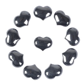 Natural Hematite Gemstone Healing Crystal 1 inch Mini Puffy Heart Pocket Stone Iron Gift Box (Pack of 10)