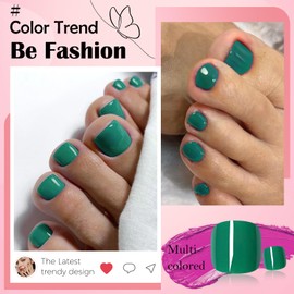 LoveOurHome 240pc Green Press on Toenails Women Fake Toe Nails with Glue Tabs, Green Fake Toenails Press on Toe Nails Glue on Toenails Acrylic Toe Nail Tip Artificial False Toenails for Women Girl