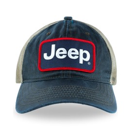 Jeep Premium Navy Waxed Chino Twill/Lightweight Khaki Mesh Patch Hat - Navy/Khaki