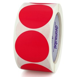 ChromaLabel 2 Inch Round Colored Stickers, Permanent Sticky Dots Color Coding Labels, Ideal Colored Dot Stickers for Arts and Crafts - 500 Sticker Dots per Roll, Red Sticker Labels