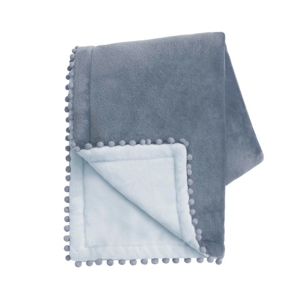 MONDAY MOOSE Cozy Fleece Throw Blanket with Pom Pom Fringe,