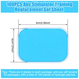 Hungdao 100 Pcs 50 Packs Gel Pads for ABS Stimulator ABS Trainer Replacement Gel Sheet ABS Pads Muscle Stimulator Pads for Abdominal Muscle Trainer AB Workout Toning Belt