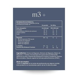 RESET WELLNESS | M3+ con 3 tipos de Magnesio, Citrato de M, Glicinato de M, Malato de M, L-Teanina y Vitamina B6, 90 cápsulas de 815 mg