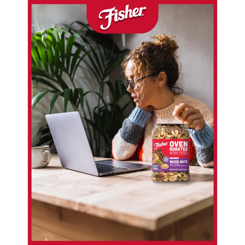 Fisher Oven Roasted Never Fried Mixed Nuts with Peanuts, 24