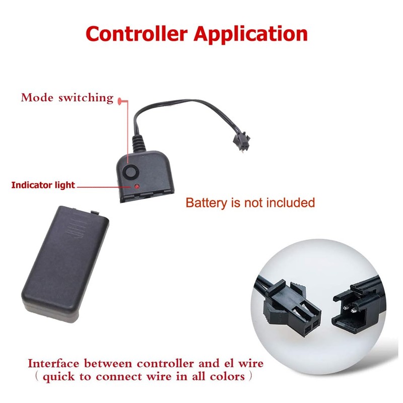 TiTiToo Red 5m El Wire, Portable Battery Pack Neon Wire