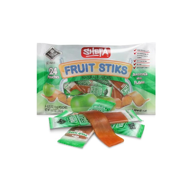 Shefa Mini Green Apple Fruit Sticks, 24 CT | All