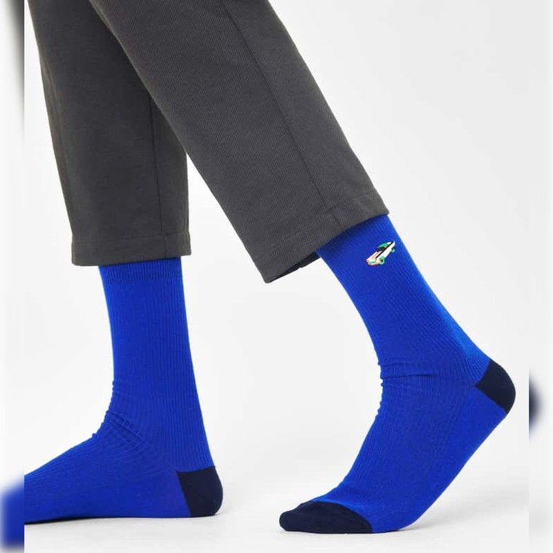 Happy Socks Unisex Ribbed Embroidery Car Printed Socks, Colourful