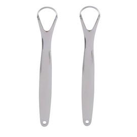 Leadigol 2PCS Metal Tongue Scraper,Stainless Steel Oral Tongue Cleaner Tongue Brush Reusable Tongue Scraper for Oral Care