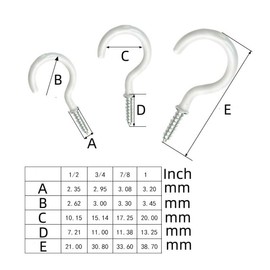 Lyxtiorn 50 Pack 7/8" White Carbon Steel Screw Hooks for Hanging Plants, Mugs, Pots & More