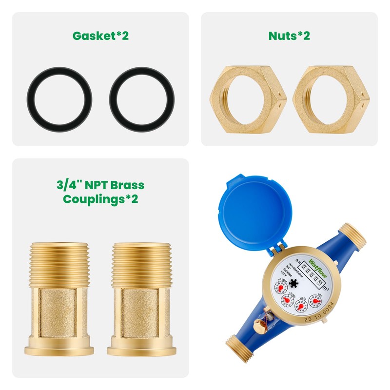 Watflow DN20 Water Meter 3/4" NPT, ISO4064 Certification Cubic Water