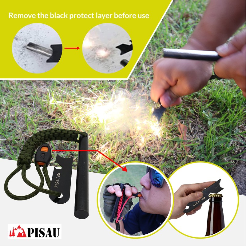 PISAU 12.7 cm Ferrocerium Ferro Rod Flint Fire Starter Waterproof