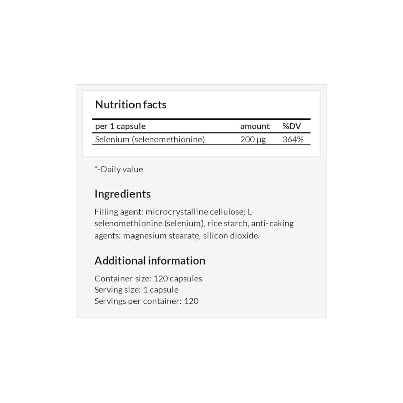 Selenium 200 µg (Selenomethionine) - 120 Capsules - 4 Months