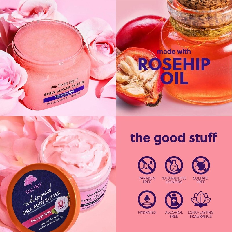 Tree Hut Moroccan Rose gift set , scrub, butter, shave