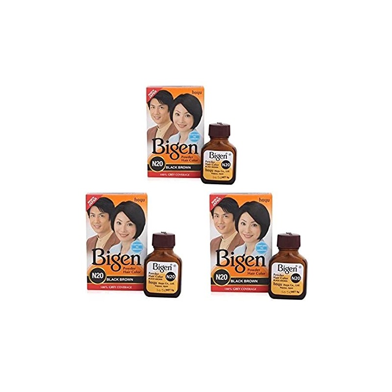 Bigen Powder Hair Color, Black Brown N20 - Pack of