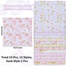CRASPIRE 24Pcs Flower Scrapbook Paper Pack 6 x 6 Decorative Paper Pads Macaron Floral Garden Patterned Background Greeting Pads Sheets for DIY Photo Album Scrapbooking Junk Journal Cards Making Decor
