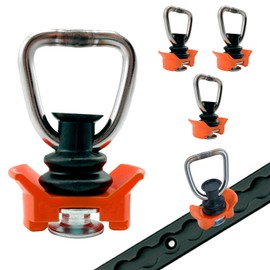 Pack of 4 Airline Rail Fitting, Single End Fitting, Airline Fitting with Ring, End Fitting Lashing Rails Fitting Airline Rail, for Wall Cabinet, Luggage Attachment in Motorhome, Orange