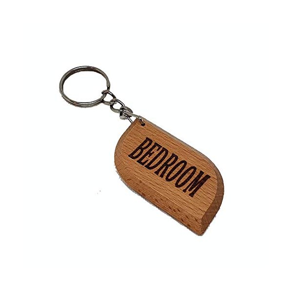 Bedroom Key Tag Engraved Wooden Keyring Keychain Made to Last