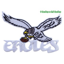 2 Pcs, Green and White, 4 x 2.5 inches Embroidered Eagle Patches for Iron on and Sewing Decorate Clothing