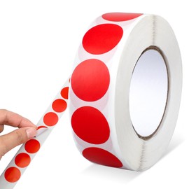 Red Round Stickers, 1.9 cm, 1000 Pieces, Red Dot Stickers, Waterproof Circular Stickers, Colour Coding Label for Office, Business, Home, Classroom, Marking