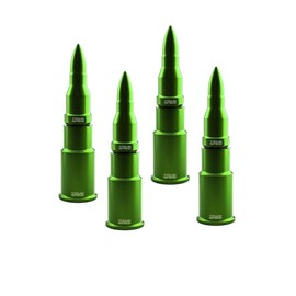 TRUE SPIKE 4 pc Green Bullet Tire Air Valve Stem CAPS Cover in Heavy Gauge CNC Machined Billet Aluminum Short Compatible with Ford Dodge Ram Toyota Nissan Chevy GMC Jeep Isuzu Kia Trucks and SUV
