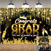 Congrats Grad Backdrop Black Golden Glitter Graduation Photography Background Graduation Celebration Prom Party Supplies Banner Photo Props (8x6FT（240x180cm）)