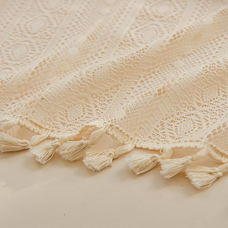 Crochet Macrame Boho Kitchen Curtains Sets for Windows Over Sink