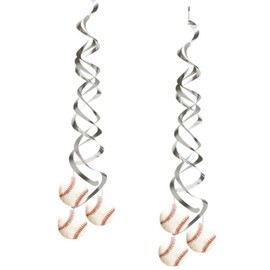 Creative Converting 037963 2 Count Baseball Cutouts Dizzy Danglers, 36", White/Silver