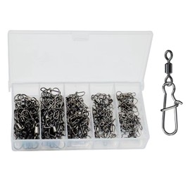 Fishing Swivels with Strong Snap Fishing Tackle 360 Degree Rotation Strong Snap Saltwater Fishing Tackle Corrosion Resistant Rust Resistant Easy to Carry 5 Sizes Set of 50 with Storage Case